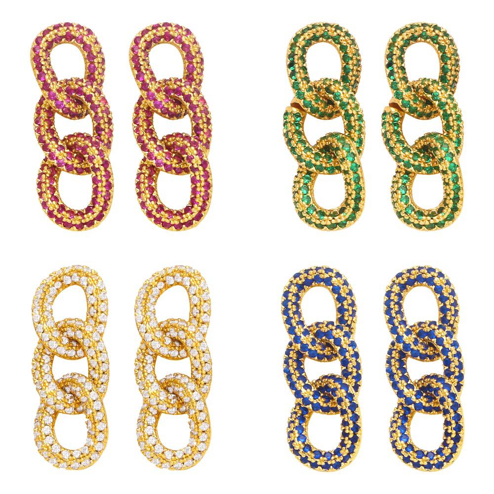 Fashion Creative Gold Plated Thick Chain Copper Earrings