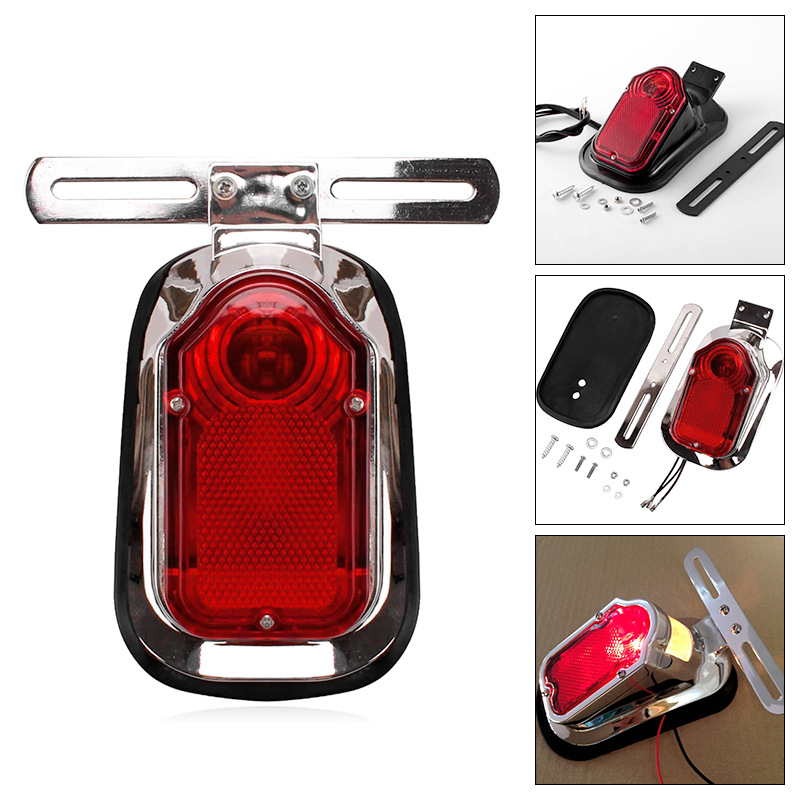 Harley motorcycle tombstone tail light early 47-54 part number 68003-47 fender tail light license plate frame