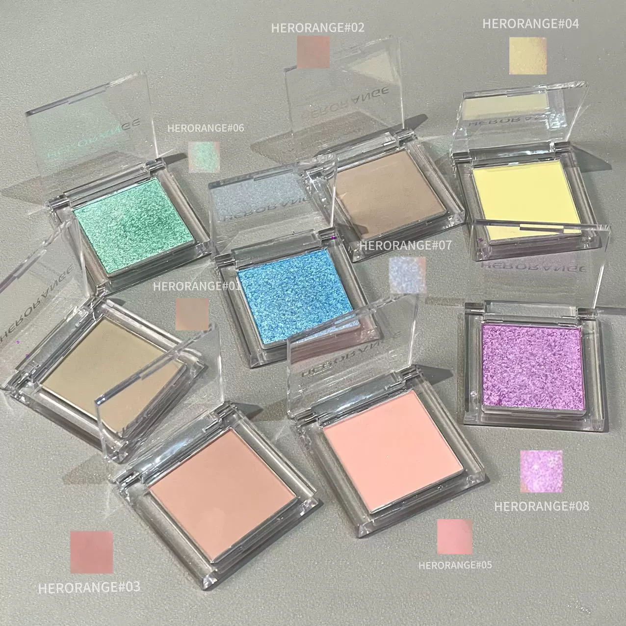 Eye shadow (HERORANGE) matte & glitter, waterproof highlighter compact, net 2.2 g