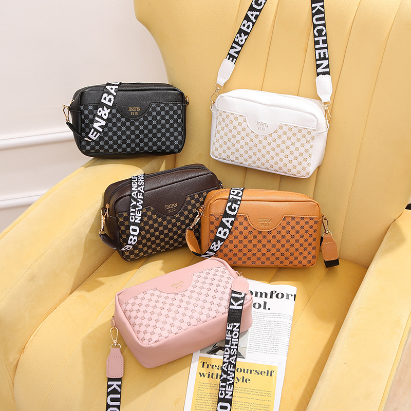 Women's bag women's bag 2023 new circle pattern contrast color ribbon crossbody camera bag casual gift small bag