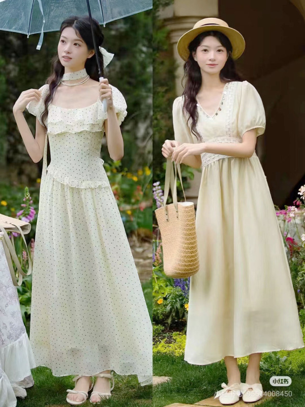 13ラインの新しい夏のスタイルの新鮮で甘いシフォン花柄ドレスハイエンドスカート婦人服卸売供給|undefined