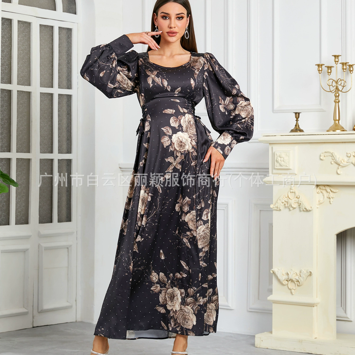 Европейская и американская мода Ближнего Востока, элегантная длинная юбка, платье с принтом, трансграничная женская одежда, независимая станция Amazon, новый стиль