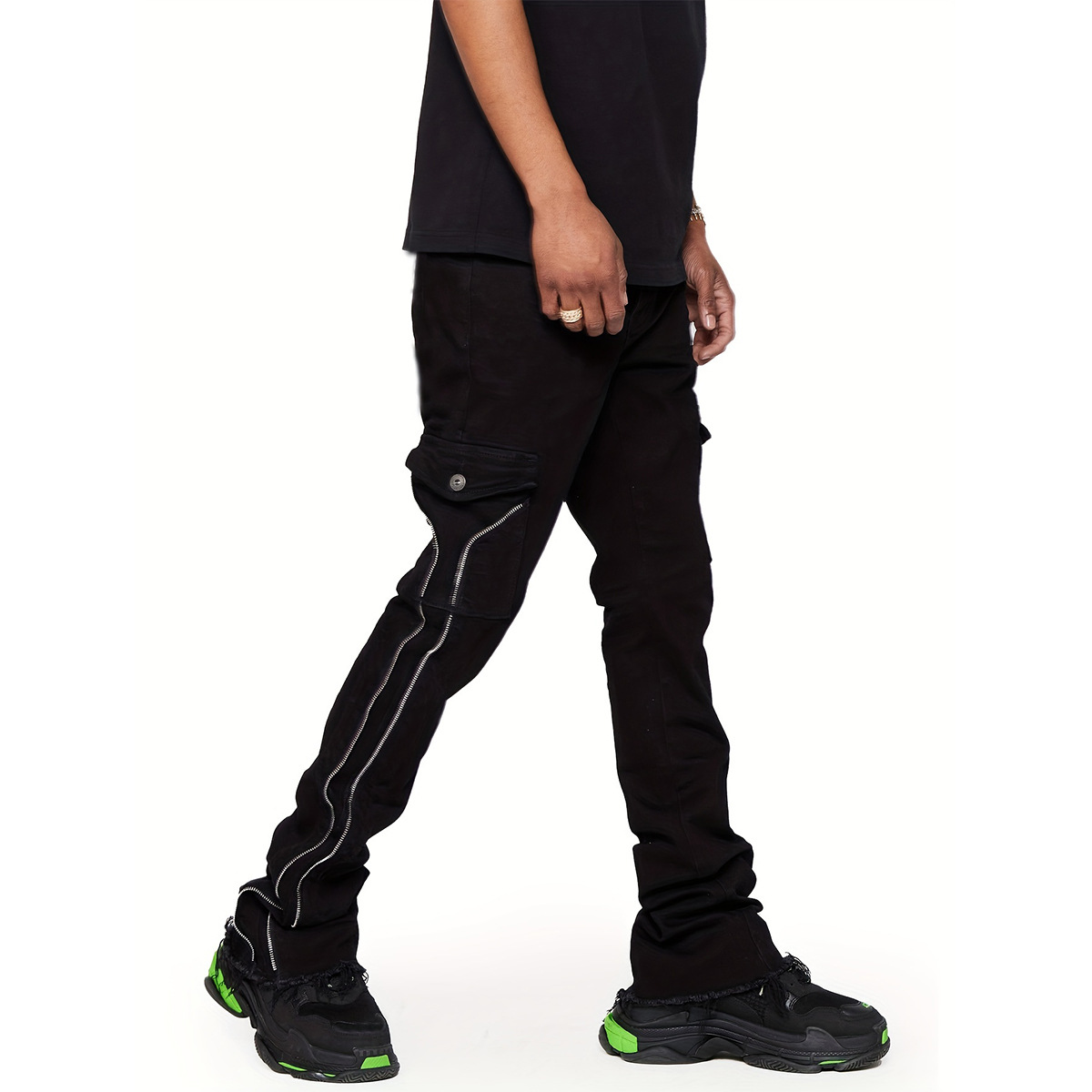 Herrenbekleidung Herren-Jeanshose mit geradem Bein, modische, beliebte Jeanshose mit Stretch-Patch und weitem Bein_voghion.com