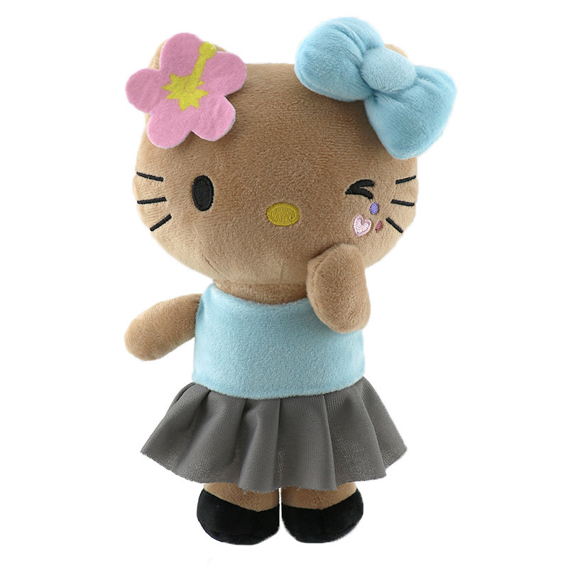 国境を越えた新しい子猫ぬいぐるみ黒革ハワイアンサマーペンダントガールハートキーホルダーペンダント|undefined