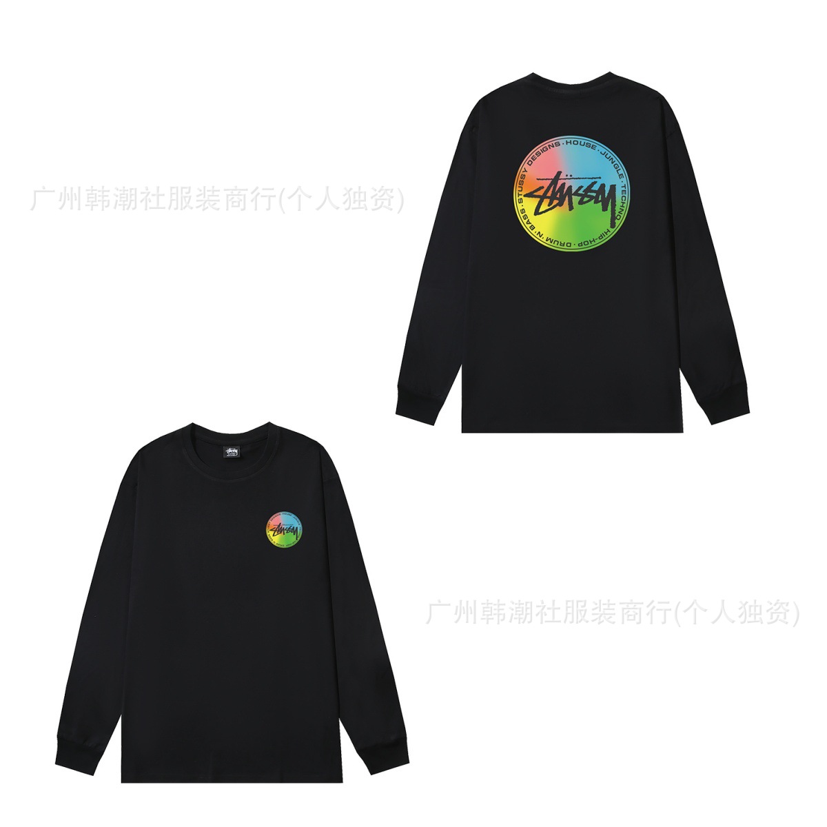 原標クロスボーダーの新型潮牌stuツアーの経典のアルファベットのプリントの丸首の長袖のtシャツは代行します。