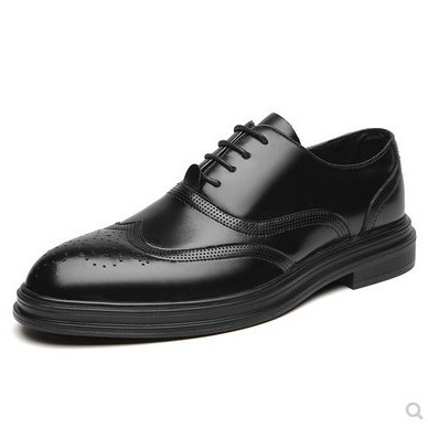 Men's Formal Leather Brogue Shoes Breathable Business Style_voghion.com