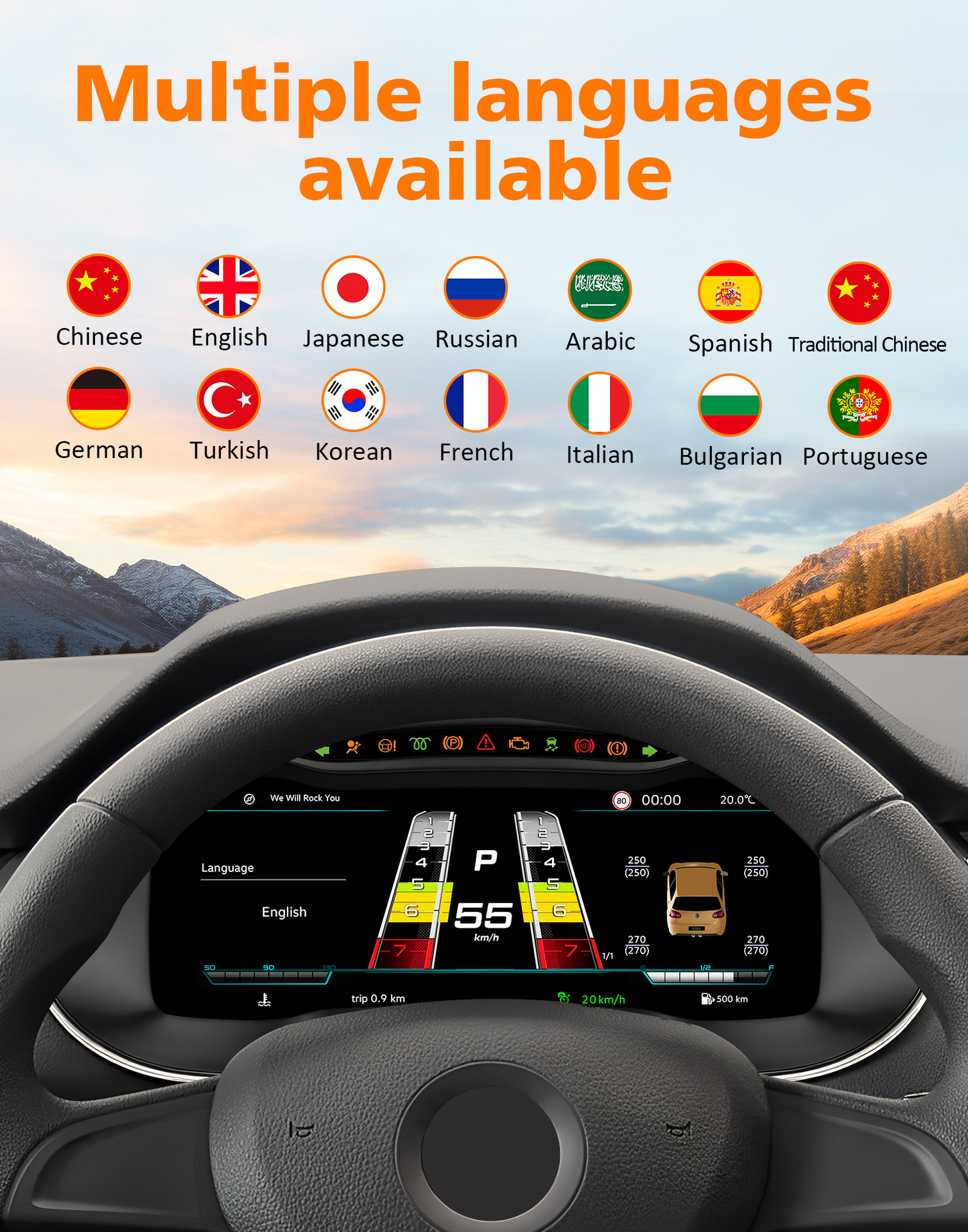 Suitable for Volkswagen Skoda Octavia instrument panel, 2014-2020 models, old-to-new full LCD instrument panel, supports multiple UI options