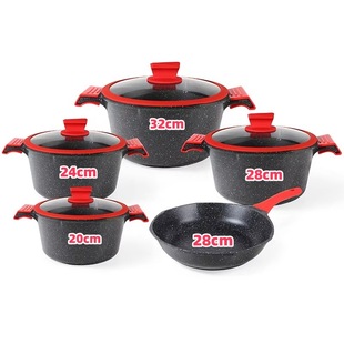 Cross-border 17-piece free series non-stick pan maifan Stone die-casting Pot Kitchen household foreign trade aluminum soup pot pot cover