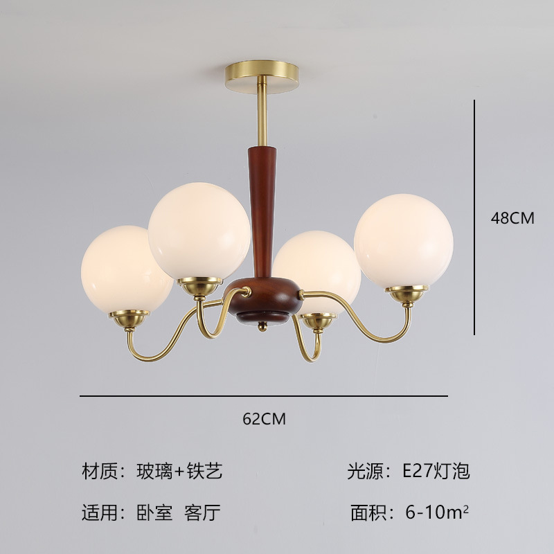 Comedor retro americano estudio dormitorio caqui candelabro luces de sala de estar de madera sólida vintage silencioso