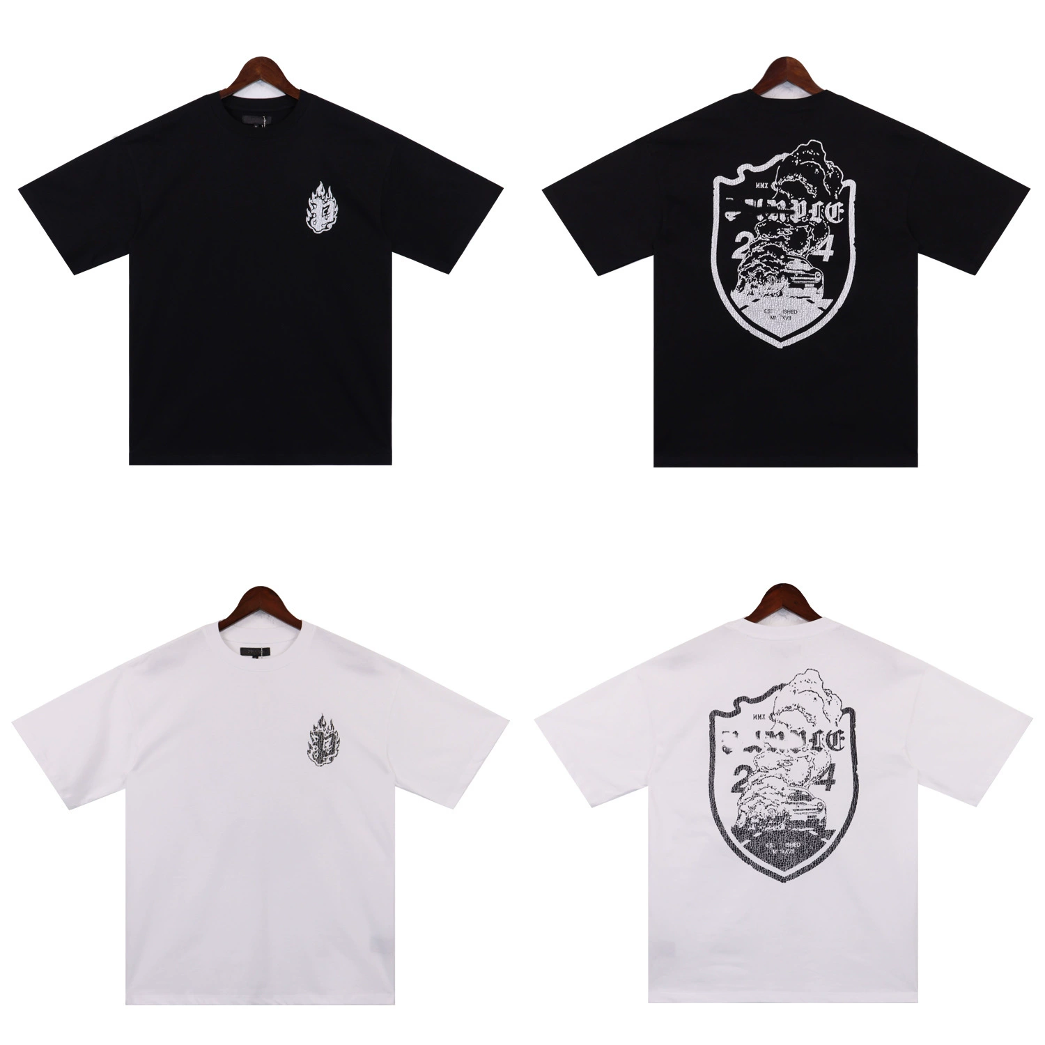 Летняя новая буква purlebrand с трещиноватым принтом с круглым вырезом футболки для мужчин и женщин свободные повседневные короткие рукава