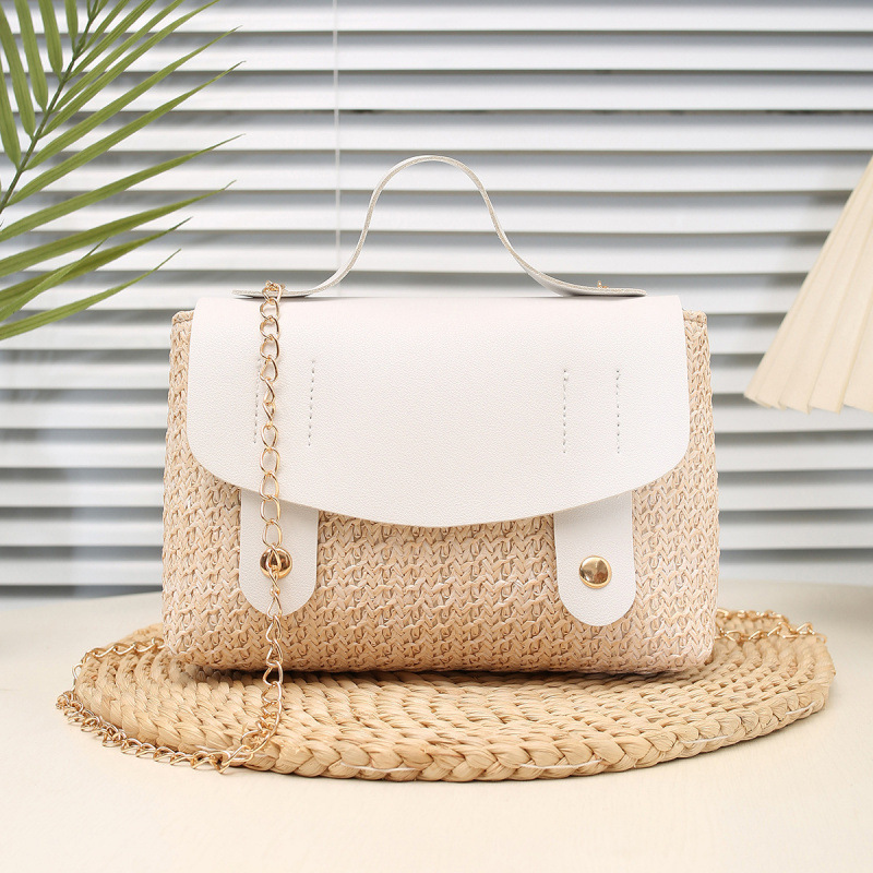 Otoño de 2025 nuevo estilo de moda de paja inns molino de viento costura bolso pequeño cubierto bolso de mujer hombro mochila