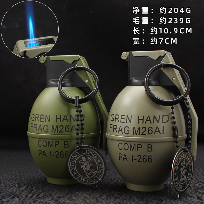 Zhonglong creativo inflable directo encendedor a prueba de viento llama roja adornos personales tabaco de metal al aire libre al por mayor