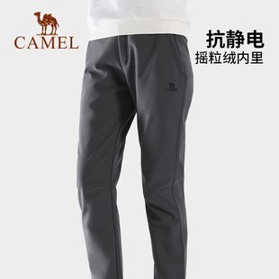 Camel Outdoor Jacket Pants for Men and Women Autumn and Winter Warm Windproof and Water-Repellent Soft Shell Pants Plus Velvet Mountaineering Casual Pants Wholesale