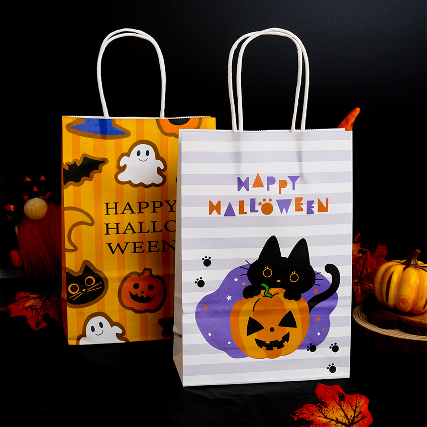 Halloween Komisch Kürbis Katze Kraftpapier Gruppe Geschenk Taschen display picture 1