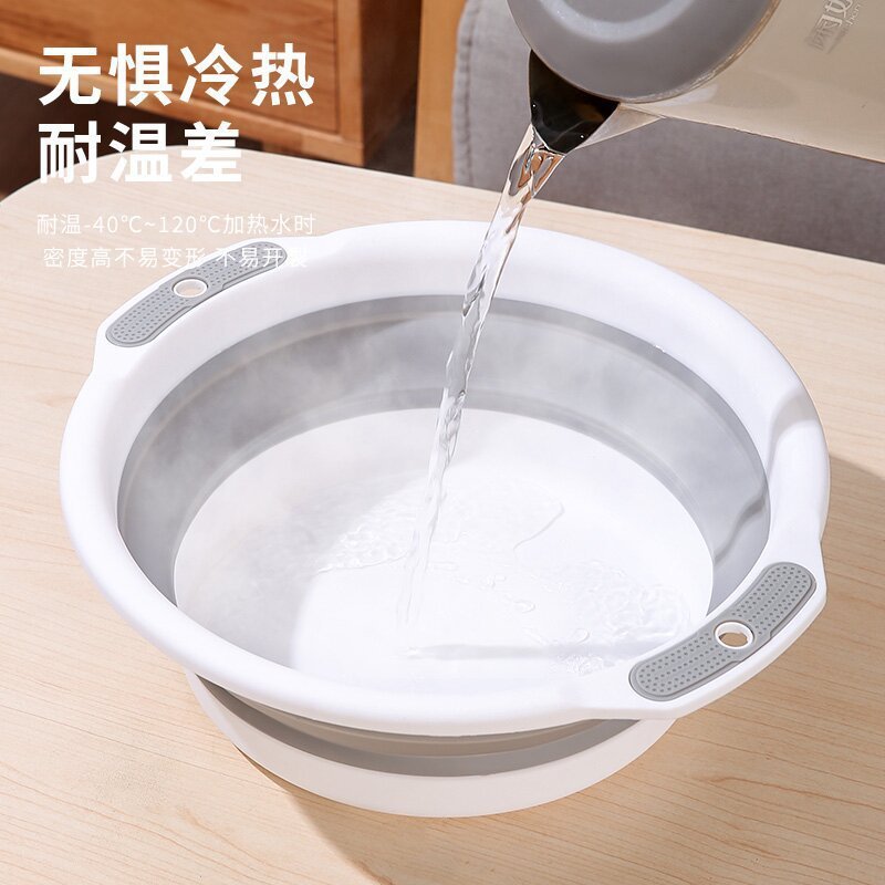 折りたたみ洗面器学生寮洗濯洗面器家庭用洗顔屋外旅行ポータブルラウンド厚いプラスチック洗面器|undefined