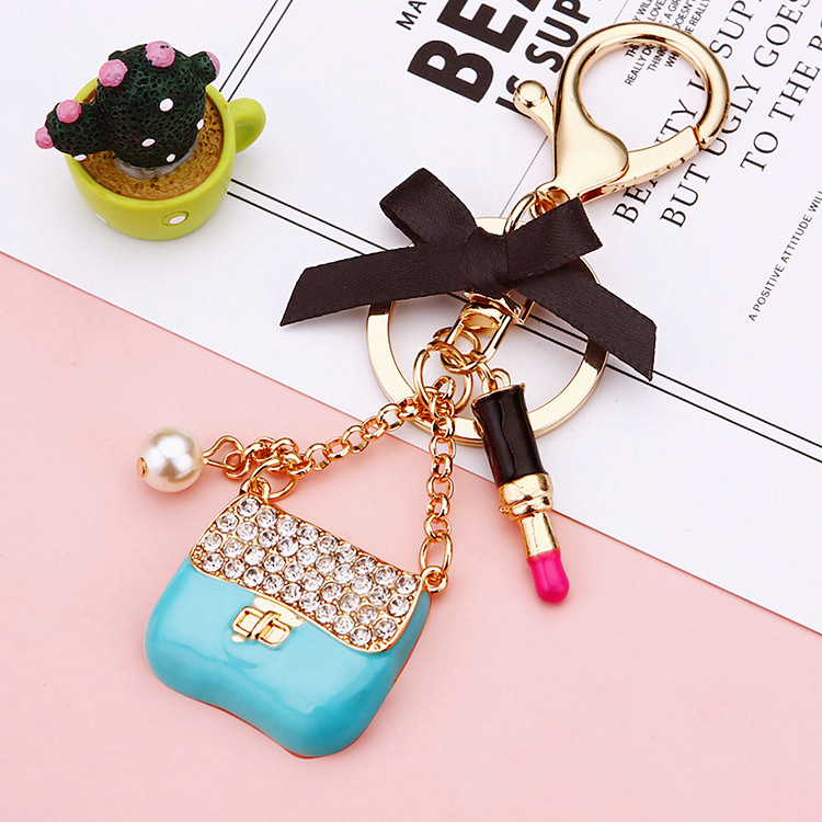 Modern Style Color Block Metal Inlay Rhinestones Women's Keychain display picture 5