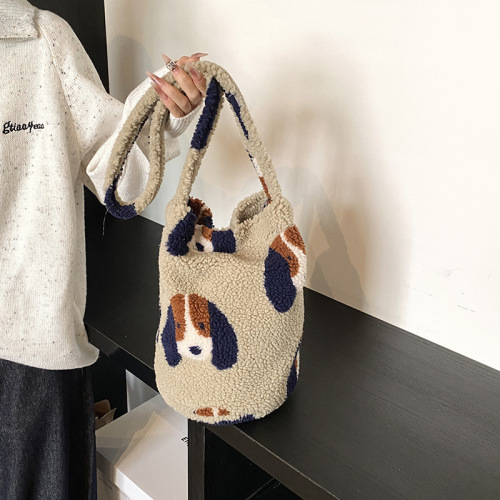 Fuzzy Fashion 2025 Fuzzy Autumn/Winter Crossbody Large Capacity Underarm Bag Polka Dot Single-Shoulder Women's Bag