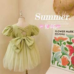 Princess Dress Girls Summer Children's Clothes 2023 Western Style Children's Small Fragrance Fashion Fashion Back Bow Mesh Dress