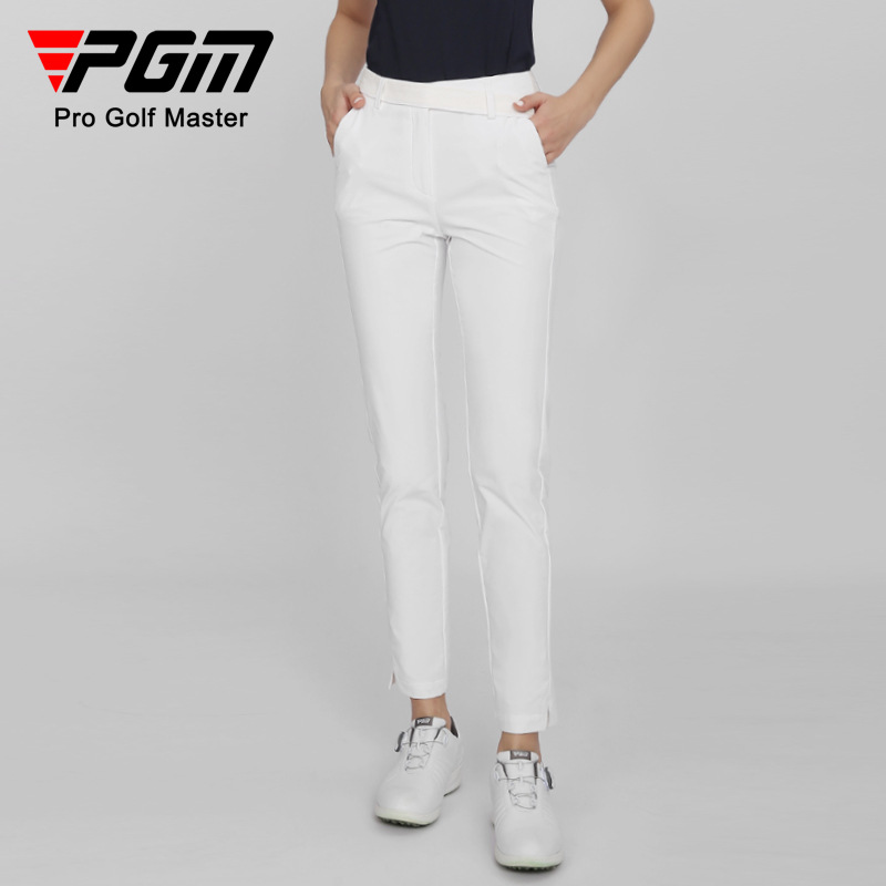 Quần golf nữ dài tôn dáng PGM co giãn cao thắt lưng lưới — KUZ145-màu trắng, KUZ145-Kaki, KUZ145-Màu đen