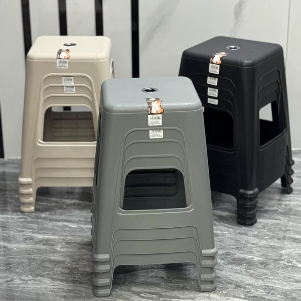 Thickened Plastic Stool for Home Use, Living Room Dining Table High Stool, Adult Square Stool, Stackable, Sturdy and Durable, Non-Slip for Restaurant Use