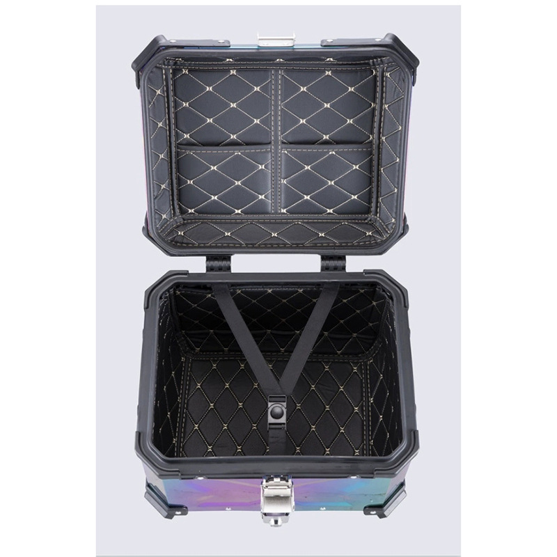 45L color en relieve aleación de aluminio tronco anti-caída impermeable a prueba de polvo con forro de cuero multi-accesorios