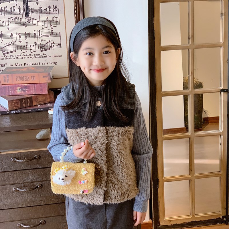 2026 nuevo bolso de niños animado lindos gafas gatito bolso de mano de comercio exterior transfronterizo bolsa de peluche de otoño y invierno