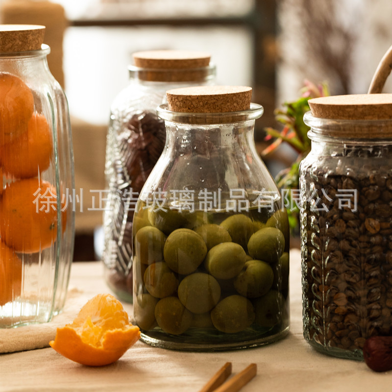 日式杂货木塞密封玻璃储物罐食品透明厨房用品杂粮干果存储拍摄