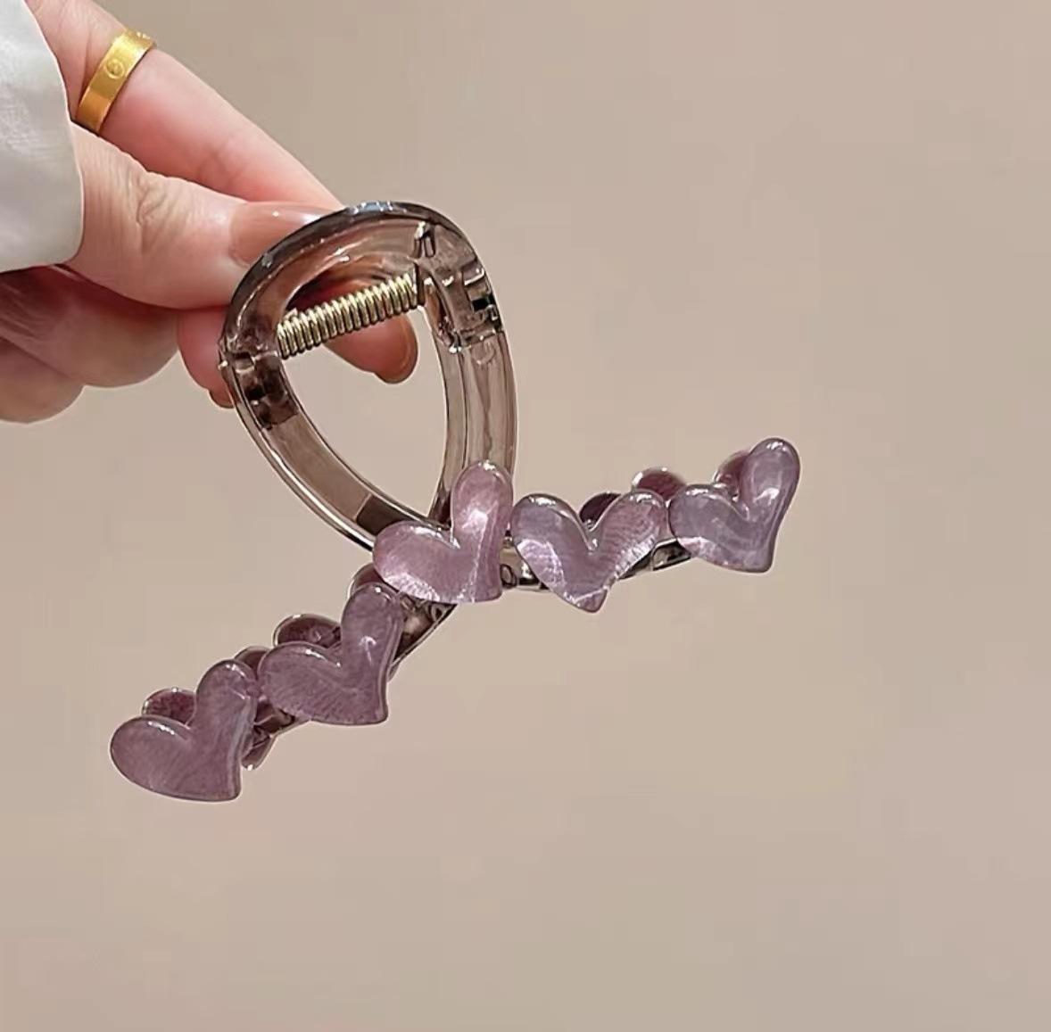 세로 다섯 하트 보라색