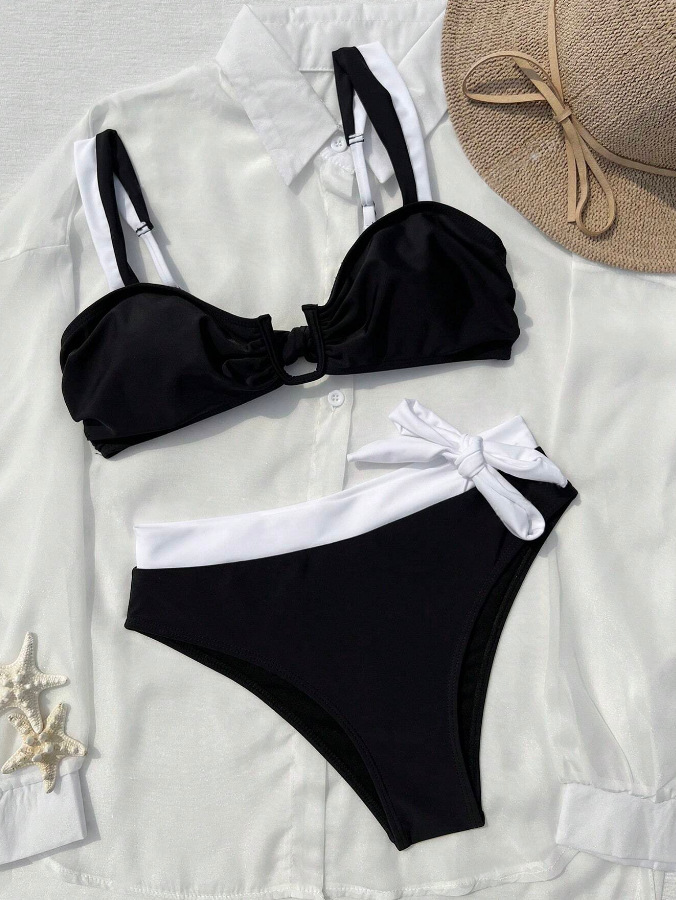 Bikini set met push-up en hoge taille tweedelige badmode dames_voghion.com