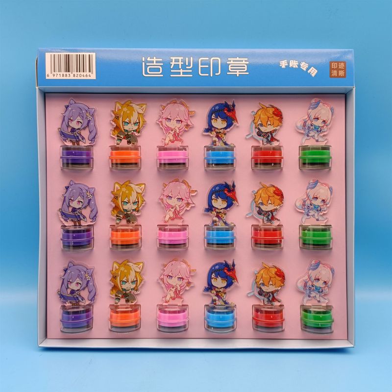 クロスボーダー新ラブブ 18 アクリルシール LABUBU かわいい装飾品子供用スタンプご褒美シールバッチ|undefined