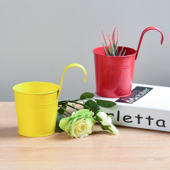 掛桶可拆卸掛鈎花盆鐵皮藝吊盆垂吊懸掛彩色裝飾壁掛金屬掛盆花盆