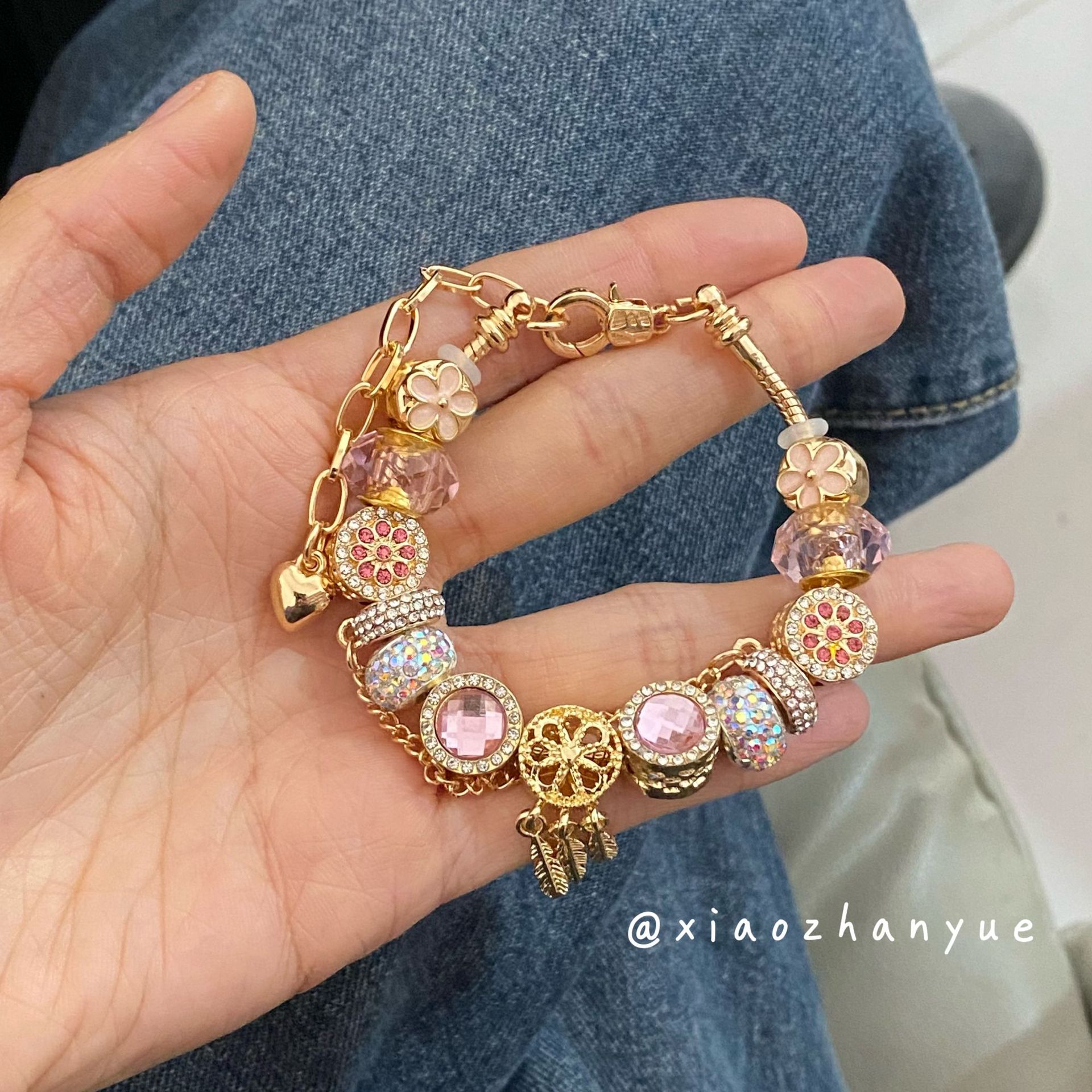 Luxurious Adjustable Diamond Dreamcatcher Beaded Bracelet_voghion.com