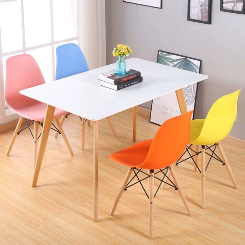 Стул в стиле Eames, пластиковое сиденье, деревянные ножки с металлическими распорками, разные цвета, стандарт/утолщённый