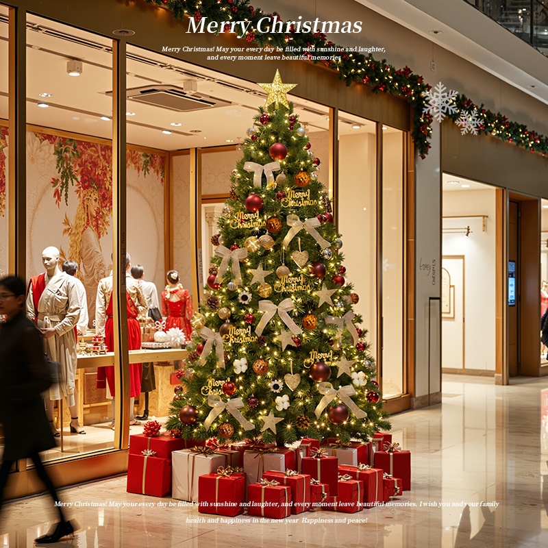 2025 nuevo árbol de Navidad a gran escala paquete de simulación de cifrado decoración de Navidad doméstica sala de estar DIY decoración escena