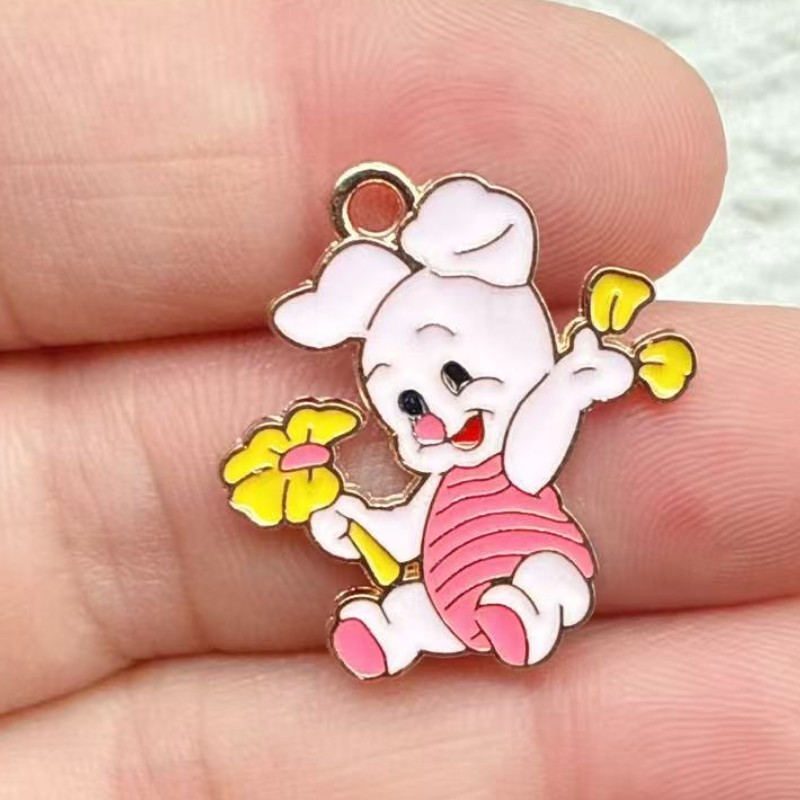 漫画かわいい子豚ビニグマ虎滴油合金DIYイヤリングペンダントネックレスキーホルダーアクセサリーアクセサリー|undefined