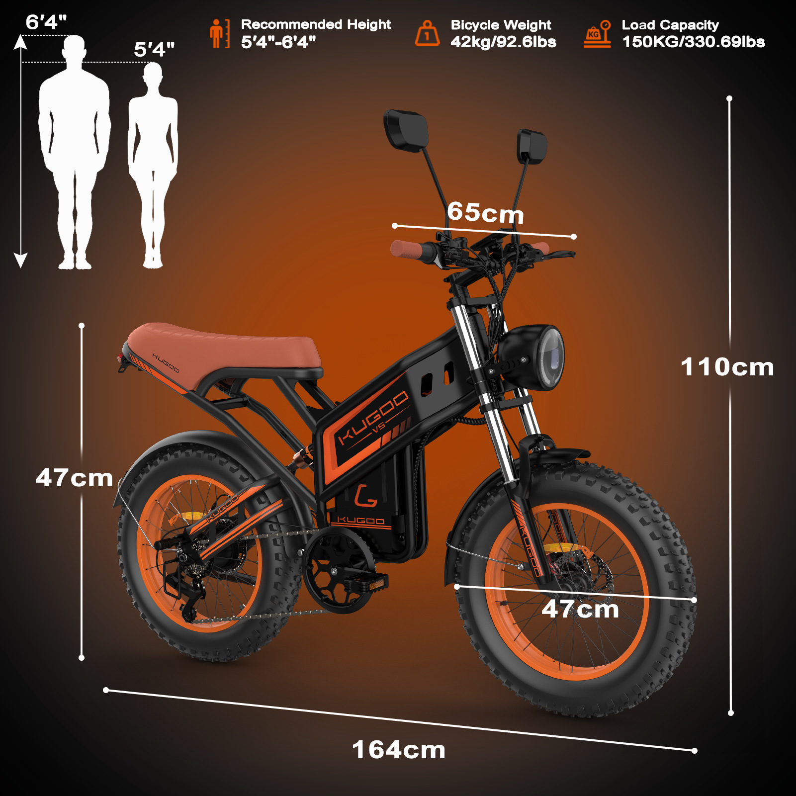 Электрический велосипед KUGOO V5 черный 750W