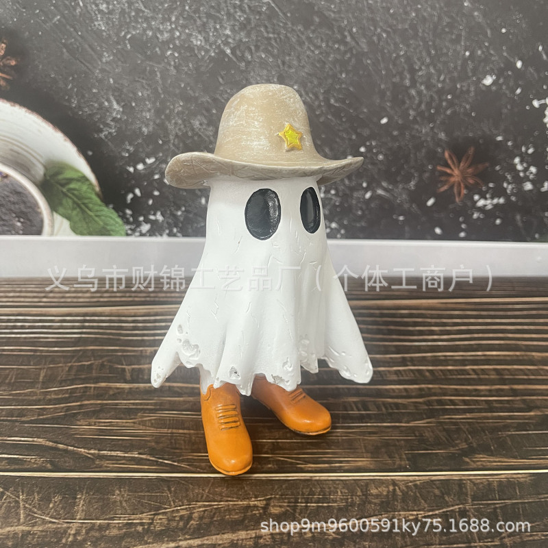 国境を越えた新型ハロウィーン幽霊シリーズカウボーイ幽霊クール樹脂小置物カボチャ鬼節かわいい装飾|undefined