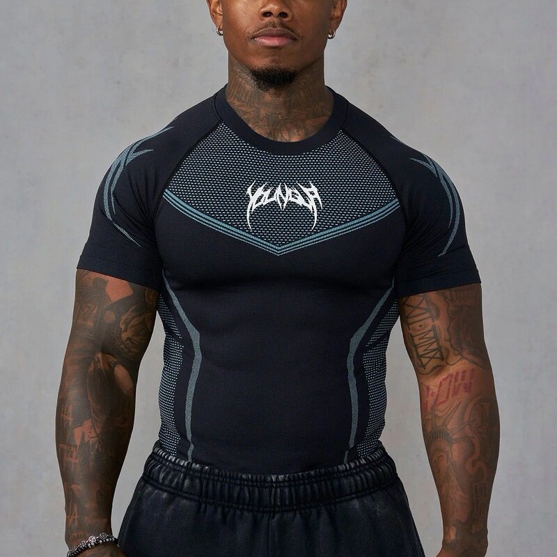 YOUNGAL New Fitness Clothes Coach Sports T-shirt Tight Clothes Men's High Elastic Training Clothes Short Sleeve Fitness Clothes