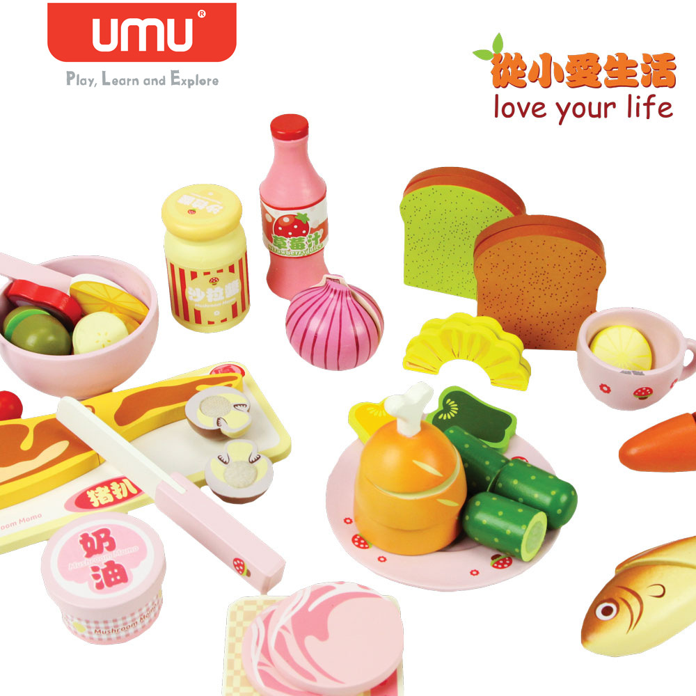 Pastelería de madera brunch juguete frutas y verduras corte imán corte jugar casa chica cocina juguete