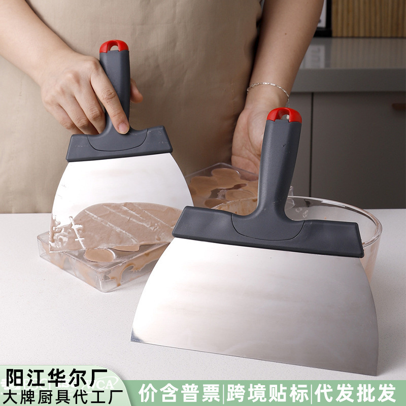 In-Stock Cross-Border Hot-Selling Chocolate Tempering Spatula Stainless Steel Dough Scraper Cream Scraper Baking Tool