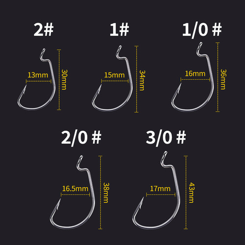 Weihe Sports crank hook set black nickel fish hook 2#-3/0# Texas fishing group cross-border fish hook fishing gear set