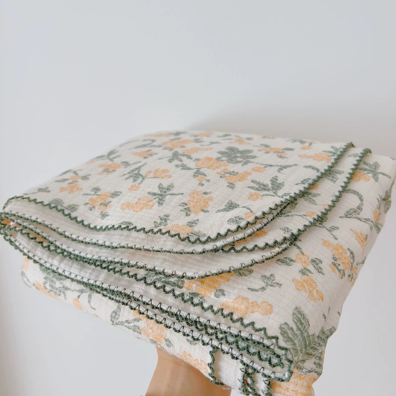 Manta coreana de muselina estampada con flores para bebé
