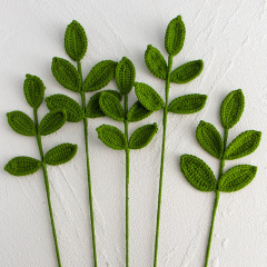 Handmade Woven Wool Wide Eucalyptus Simulated Flower Bouquet Finished Olive Leaf Knitted Flower Arrangement Home Plant Decoration