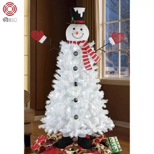 2025 New White Christmas Snowman Christmas Tree Window Display Scene Arrangement Christmas Snowman White Christmas Tree 1