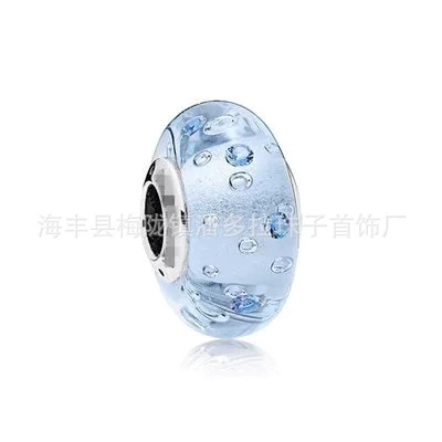 Синие морские бусины, аксессуар, аксессуары, S925, серебро 925 пробы