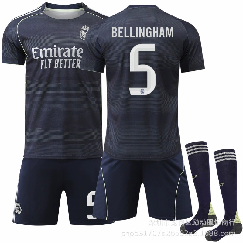 Футбольная форма 2526, быстросохнущая майка, 5 Bellingham, 7 Vinicius, выездная форма Роналдо №10 Mbappé