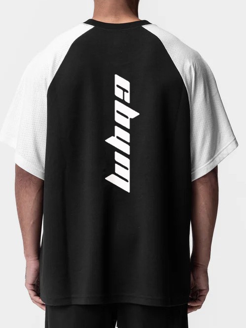 Nueva Camiseta deportiva masculina de manga corta de verano de Código Europeo waffle empalma malla seca y transpirable tendencia transfronteriza masculina