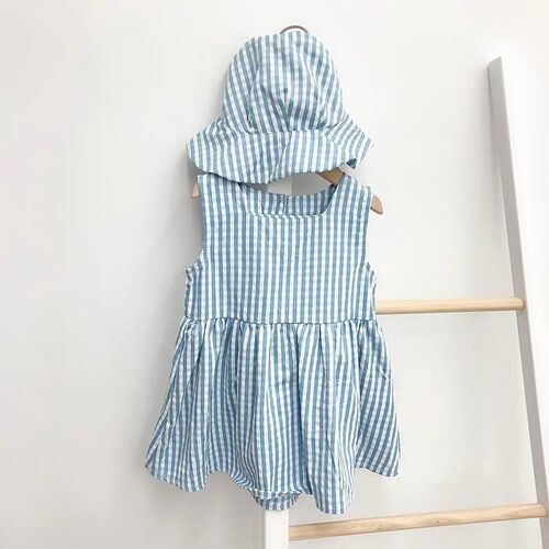Striped dress summer 2025 children's, men and women's, baby shirt and pants suit, Western-style fashionable brother and sister dress