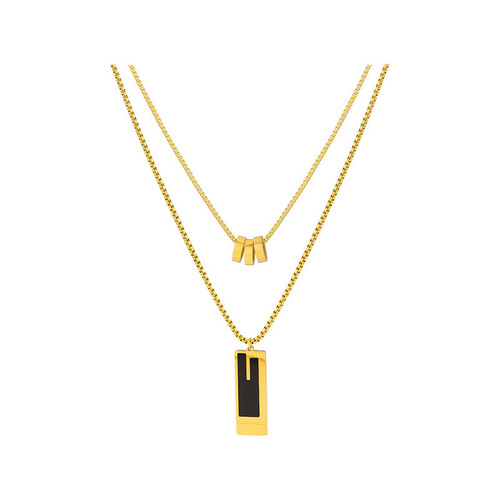 European and American design high-end sweater chain  new trendy autumn and winter jewelry double-layer long titanium steel necklace decorative accessories