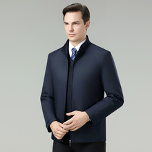 冬季高级感男装夹克外套桑蚕丝商务休闲加厚内胆行政职业茄克上衣